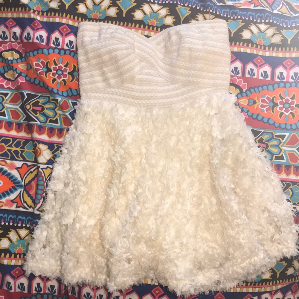 Cream textured cocktail dress